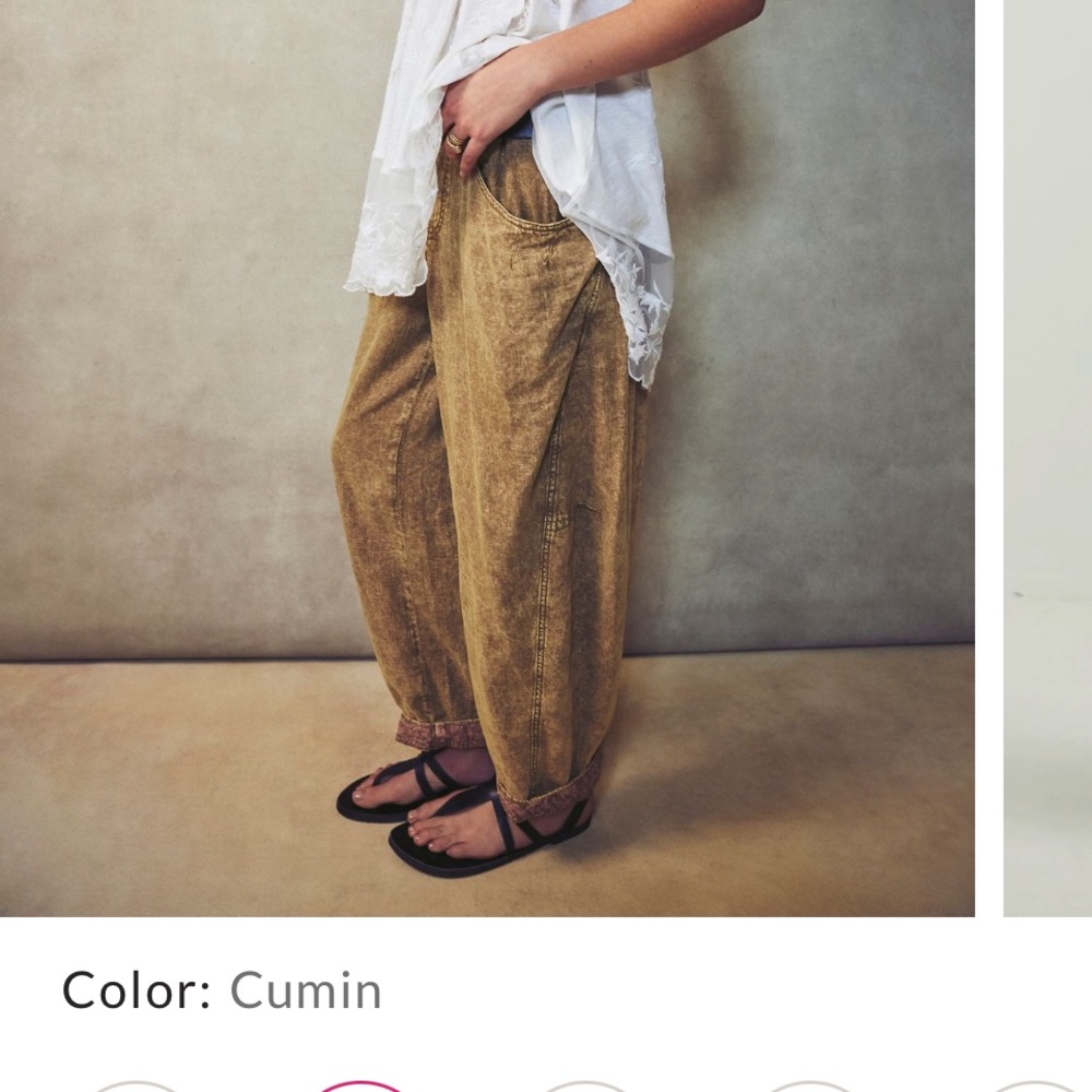 Free People High Road Washed Pull On Barrel Pants - Cumin
